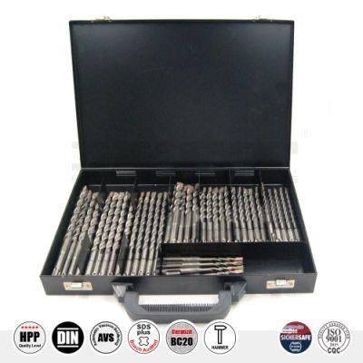 Pgm German Quality 40PCS 2cutter Hammer Drill Set SDS Plus in Metal Box for Concrete Brick Stone Cement Drilling