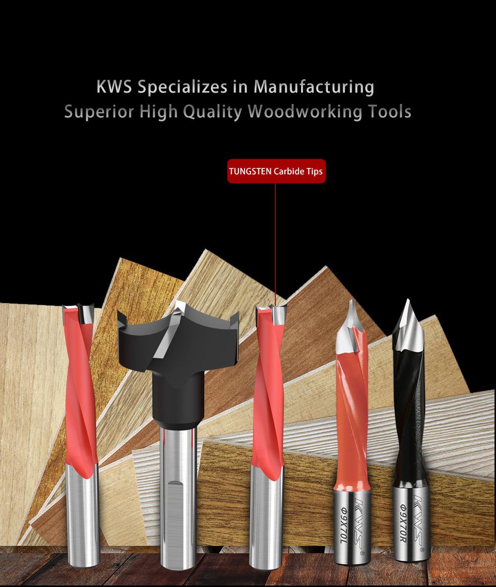 Kws 11*70 Series Rh/Lh Dowel Drills for Through Hole on Wood Composites Laminate MDF Chipboard CNC Drill Bits