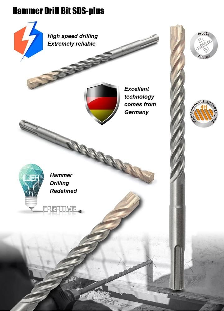 Supreme German Quality CT-4 Cross Cutter Hammer Drill SDS Plus for Concrete Brick Stone Cement Reinforcement Drilling