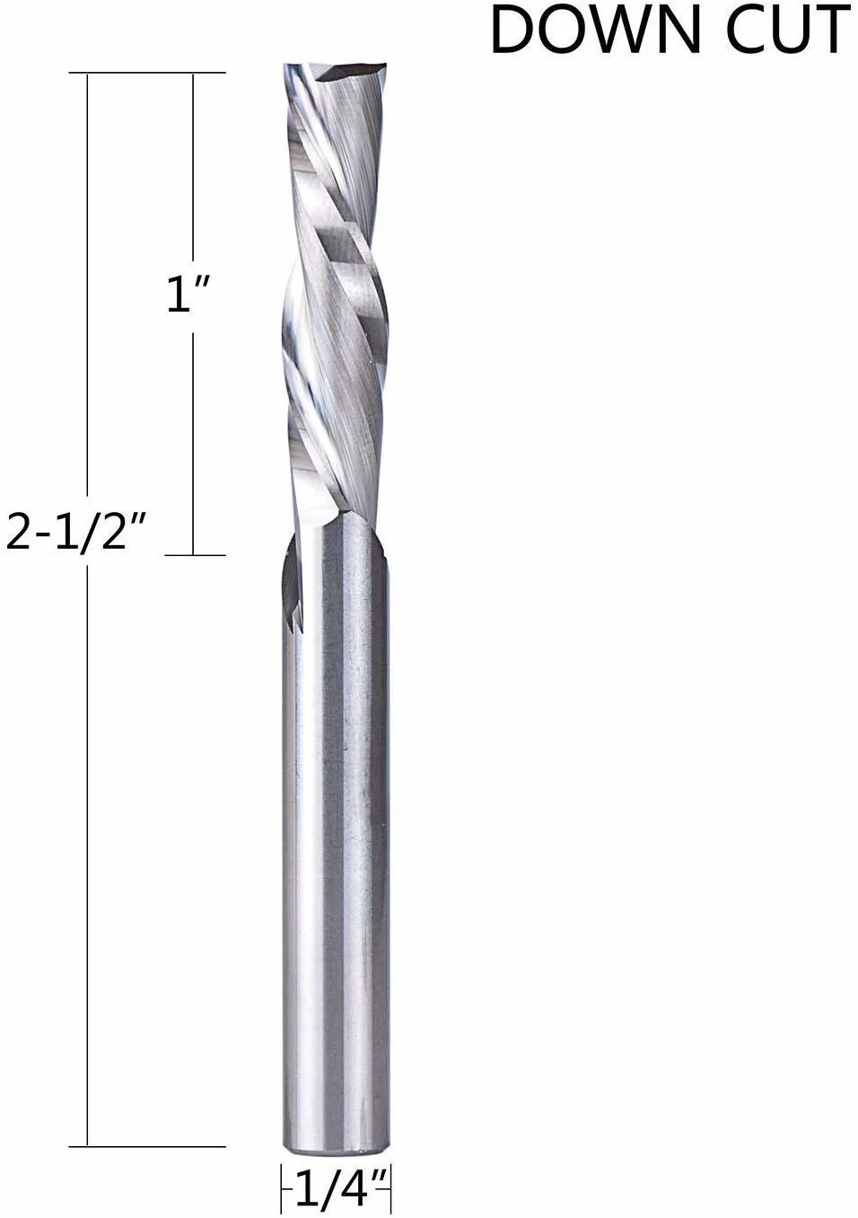 1/4 Inch Cutting Diameter, 1/4 Inch Shank HRC55 Solid Carbide End Mill for Wood Cut, Carving