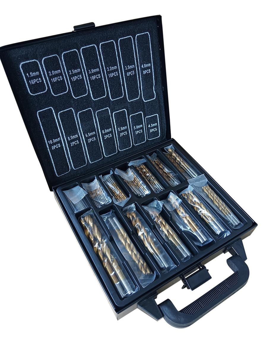 99PCS HSS Tin Straight Twist Drill Bits 1.5-10.0mm Set Kit