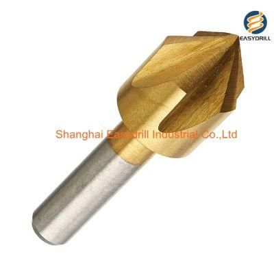 Titanium-Coated Cylindrica Shank 90 Degree 5 Flute HSS Countersink Drill Bit for Metal (SED-CS5F-TC)