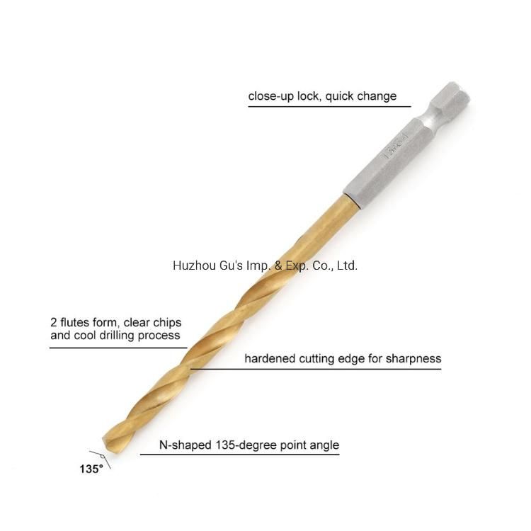 Hex Shank HSS Twist Drill Bit for Stainless Steel, Hard Metal