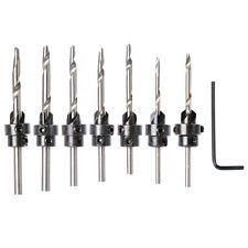8PCS Tin-Coated Cylindrical Shank 5 Flute Wood Countersink Drill Bit Set for Wood Screw