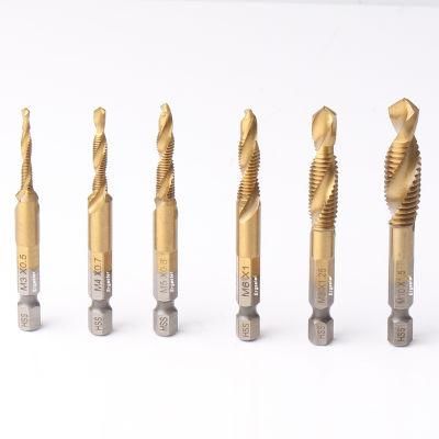 6 Pack Titanium Combination Drill Tap Bit Set Screw Tapping