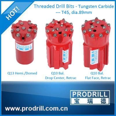 T45 89mm Thread Button Rock Drill Mining Retrac Bits