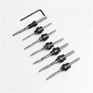 7 PCS Round Shank 4 Flute HSS Wood Countersink Drill Bit Set for Wood Screw