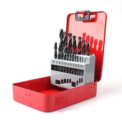 25PCS DIN338 Black Oxide HSS Jobber Drills Set HSS Twist Drill Bits Set with Metal Box (SED-DBS25-2)