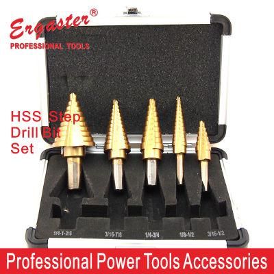 5PCS HSS Cobalt Titanium Step Drill Bit Set Tools