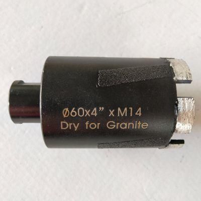 Od 60mm M14 Dry Laser Welded Drilling Diamond Core Drill Bits for Granite