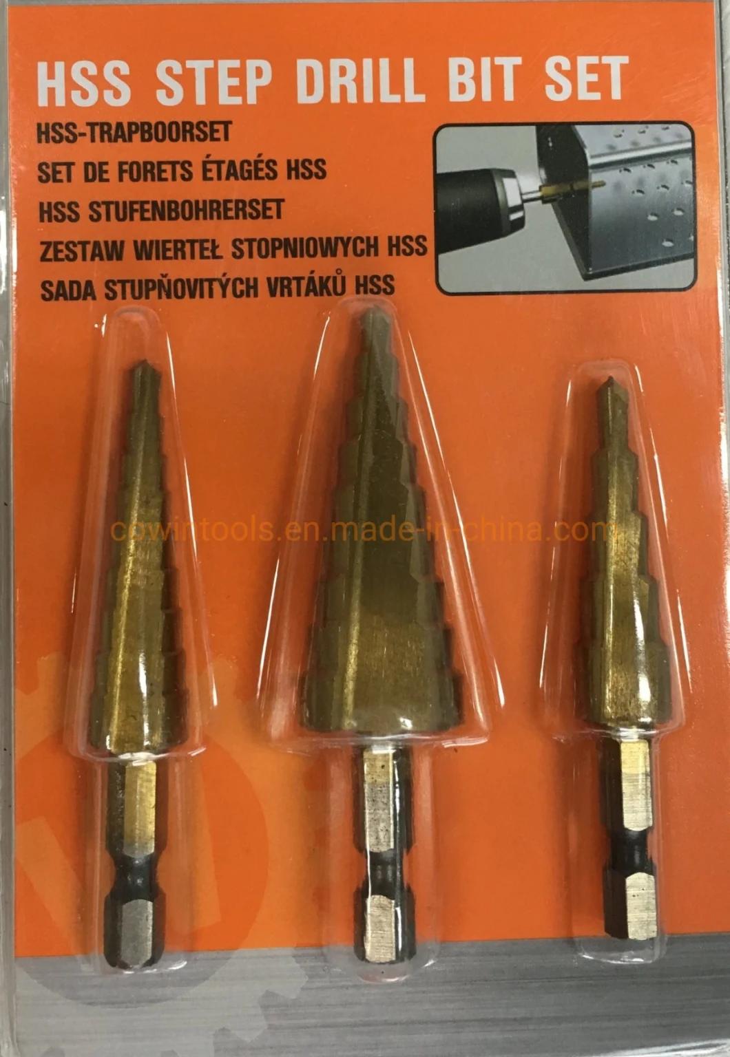 3 Piece HSS Step Drill Bit Set