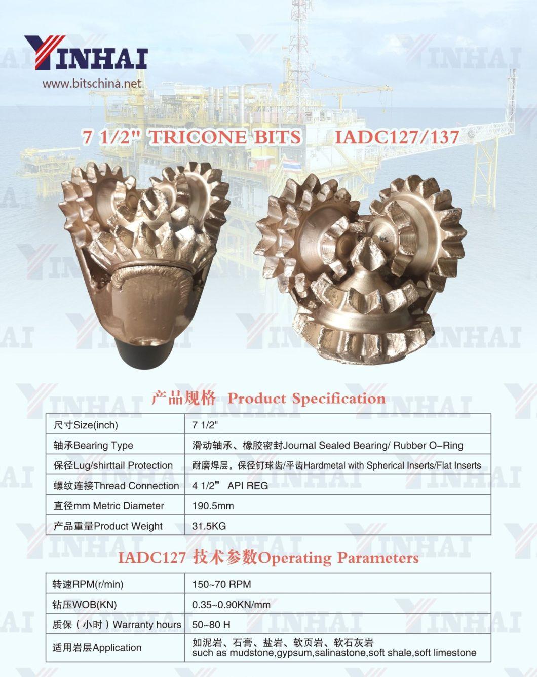 Milled/Steel Tooth Tricone Rock Drill Bit 7 1/2"