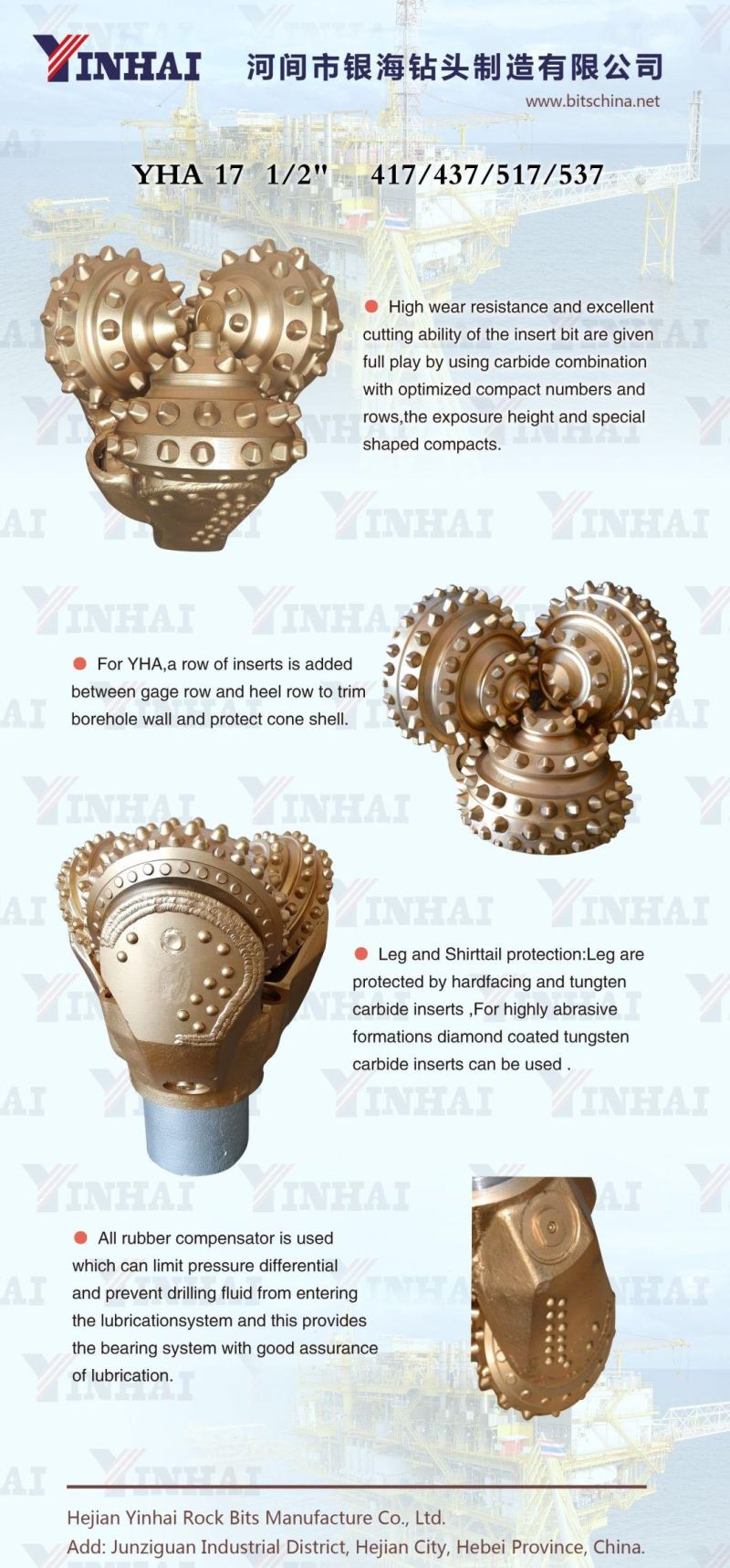 API Tricone Bit 17 1/2 Inch IADC535 Rock Drill Bit for Water Well Drilling
