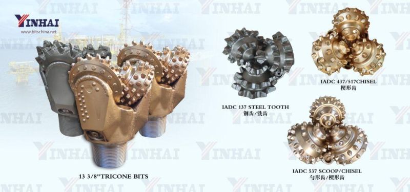 API Steel Tooth Tricone Bit 13 3/8" 340mm IADC117/127/137