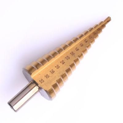 Titanium Step Drill Bit (Total 15 Step Sizes) , Unibit Cone Drill, 4 to 32mm High Speed Steel (HSS) for Wood Metalworking