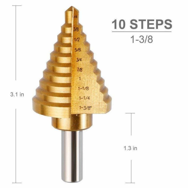 3PCS Step Drill Titanium Coated in Aluminium Case