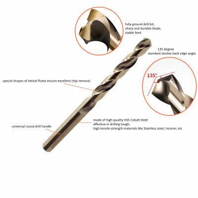 China Hardware Tools Drill Bit Set Concrete HSS Drill Bit Metal for Stainless Steel Hardened Steel / M35 DIN 338 Drill Bit