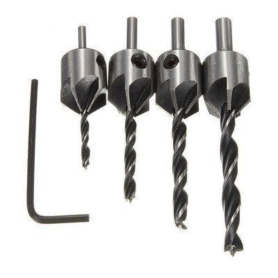 8PCS Tin-Coated Cylindrical Shank 5 Flute Wood Countersink Drill Bit Set for Wood Screw