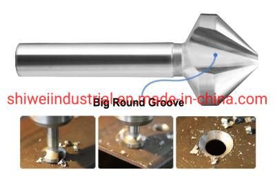 3 Flute 90 Deg. Countersink, Big Round Groove, HSS / HSS-Co Silver