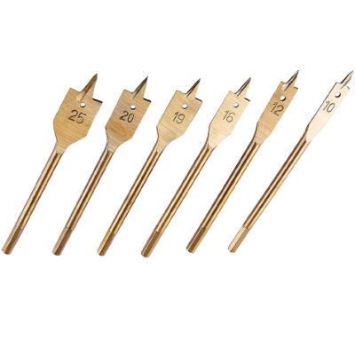 6PCS Titanium Coating Spade Bits Flat Boring Bit Wood Drill Bit Hole Saw 10/12/16/18/20/25mm