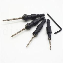 4PCS Hex Shank 3 Flute HSS Wood Countersink Drill Bit Set for Wood Screw
