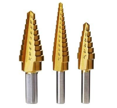 3PCS HSS Titanium Coated Step Drill Bit for Metal/Wood Drilling Hole, 28 Sizes of Multiple Hole Stepped up Bits