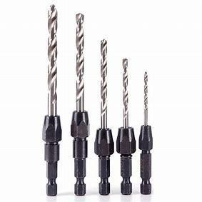 5PCS Hex Shank 2 Flute Tct Carbide Tipped Wood Countersink Drill Bit Set for Wood Screw