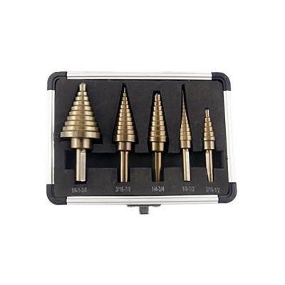 5PCS HSS Cobalt Multiple Hole 50 Sizes Step Drill Bit Set with Aluminum Case