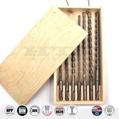 Pgm German Quality 7PCS Hammer Drill Set SDS Plus in Bamboo Box for Concrete Brick Stone Cement Drilling