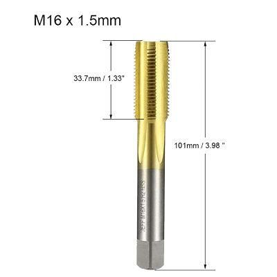 Tap M16 X 1.5mm Pitch H2 Right Hand Thread Plug HSS Ti-Coated for Threading Machine Electric Drill DIY
