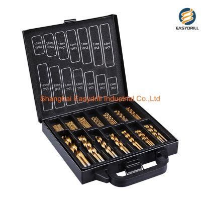 99PCS Metric Sizes DIN 338 Edge Ground Titanium HSS Twist Drill Bit Set for Metal Steel Aluminium PVC Drilling in Metal Box (SED-DBS99-1)