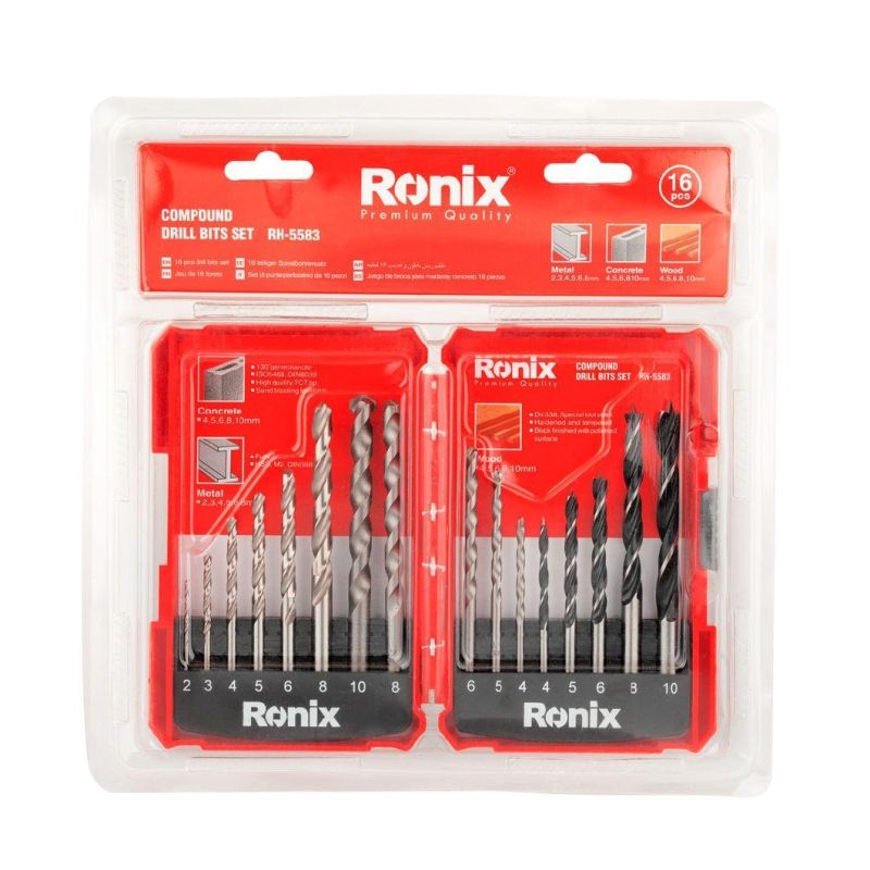 Ronix Model Rh-5583 High Quality Portable Wood Metal Drill Bit Set