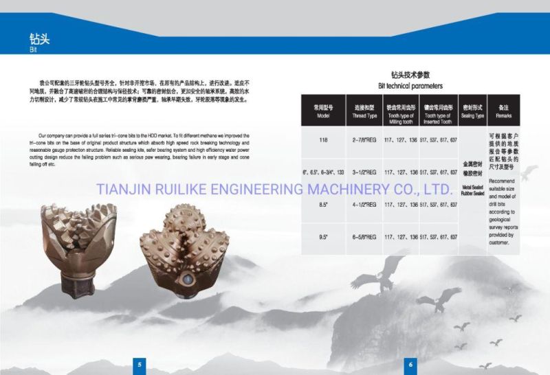 8.5" 537 HDD Tricone Bit with Inserted Bit and Rubber Seals for Drilling Rock Formation