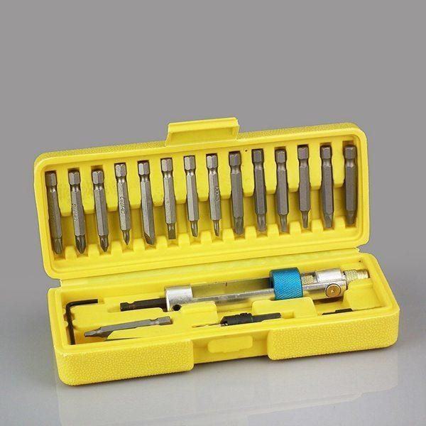 20-Piece Set of Yellow Alloy Steel High-Speed Steel Countersunk Head Drill Batch Head Wind Batch Double-Use Screwdriver Conversion Tool