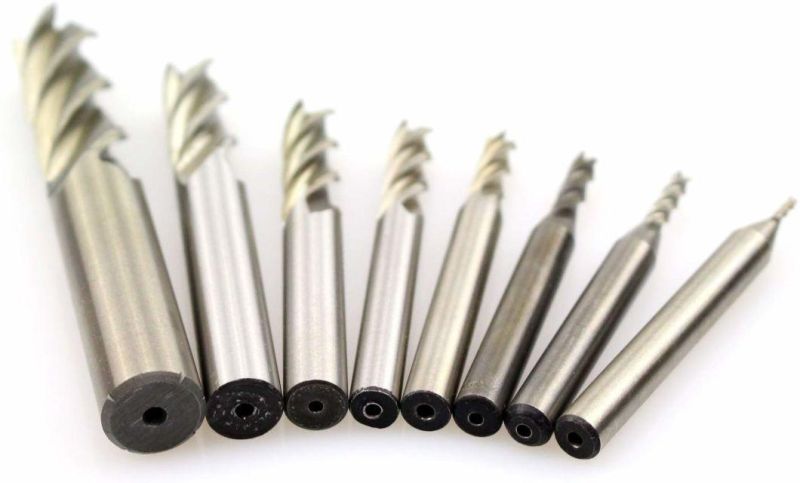 1/16′′ 1/8′′ 5/32′′ 3/16′′ 1/4′′ 5/16′′ 3/8′′ 1/2′′ HSS 4 Flute Straight Shank Square Nose End Mill Cutter (8 PCS)