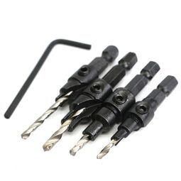 4 PCS Hex Shank Tin-Coated HSS Wood Countersink Drill Bit for Wood Screw