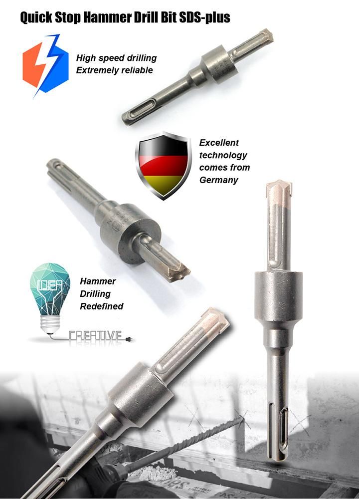 Supreme German Quality Splus 2cutter Quick Stop Hammer Drill SDS Plus DIN with Stopper for Quick Depth Controlled Drilling Concrete Brick Stone Cement