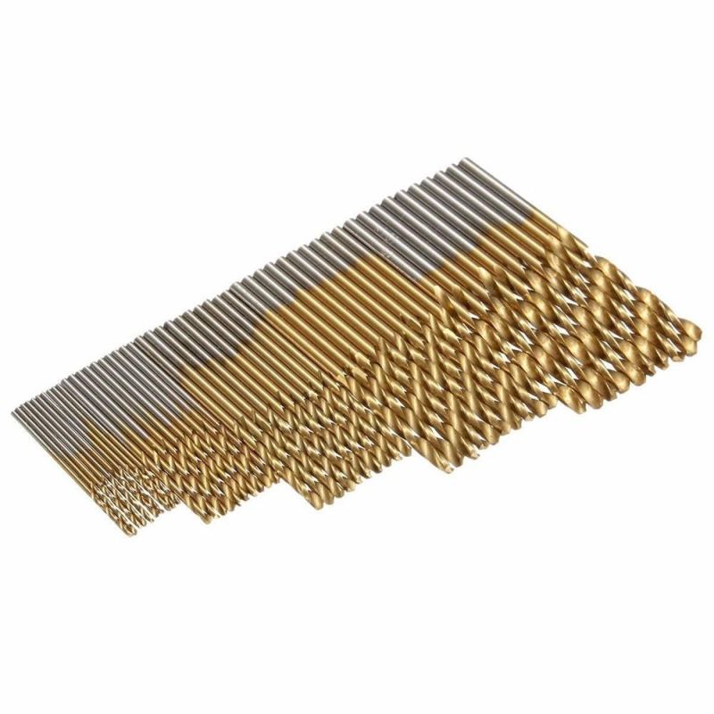 50PCS High Speed Steel Twist Drill 1.0/1.5/2.0/2.5/3.0mm Titanium Coated HSS Drill Woodworking Hand Tools Drill Bit Set