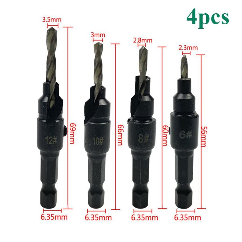 Titanium-Plated Countersunk Head Twist Drill Set Woodworking Hole Opener Chamfer Punching Integrated High-Speed Steel Countersunk Drill Bit Tool