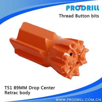 T51-89mm Retrac Drop Center Ground Small Rock Drilling Bit