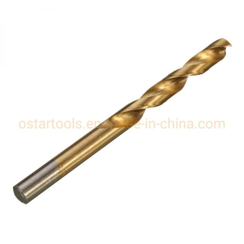 5PCS Titanium Coated HSS Twist Drill Bit Set Straight Shank