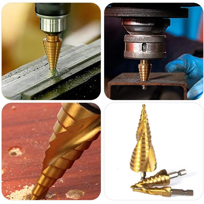 Titanium Spiral Flute Step Drill Bit Set