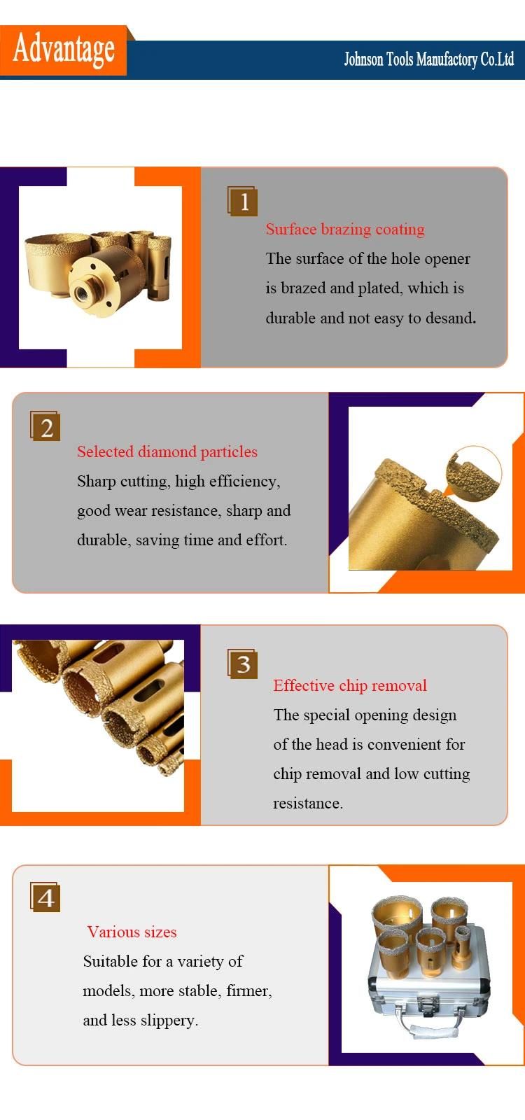 20mm-68mm Vacuum Brazed Wet Cutting Diamond Tile Hole Core Drill Bits Set