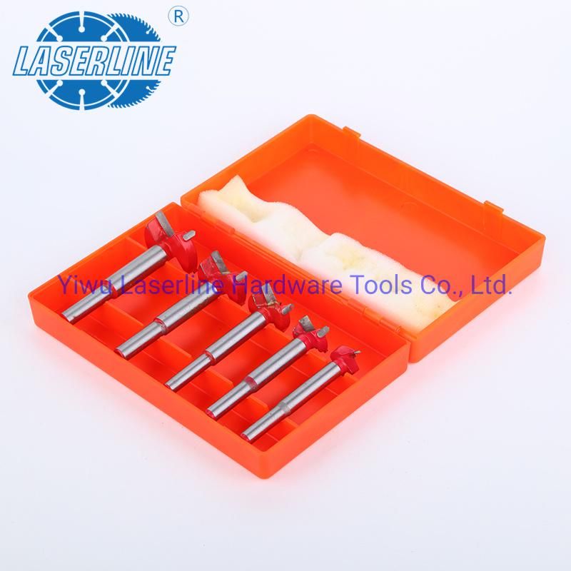 5PCS Tct Hinge Boring Forstner Drill Bit Set/Kit 15 20 25 30 35mm for Wood Hole Saw Cutter Round Shank