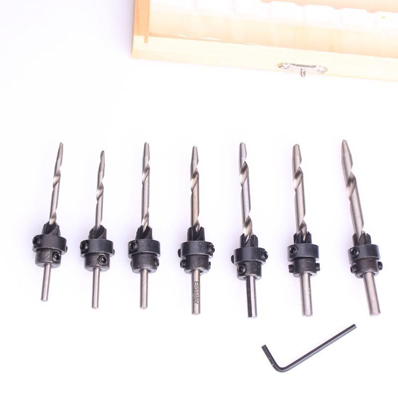 8PCS Tapered Adjustable Countersink Bit with Best Depth Stop