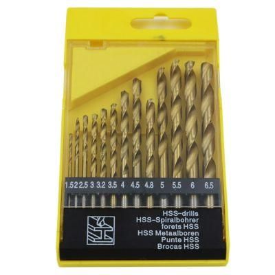 13 PCS Round Shank Coated HSS Titanium Twist Drill Bit Set Wood Drill Bit