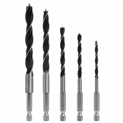 4 5 6 8 10mm 5X Quick Change Metal Tools 1/4&quot; Hex Shank Wood Hcs Drill Bit Set