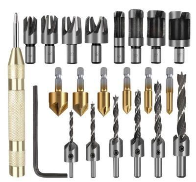 Drilling Chamfer Tool 23 Pack, Countersink Drill Bits, Three Pointed Countersink Drill Bit with L-Wrench