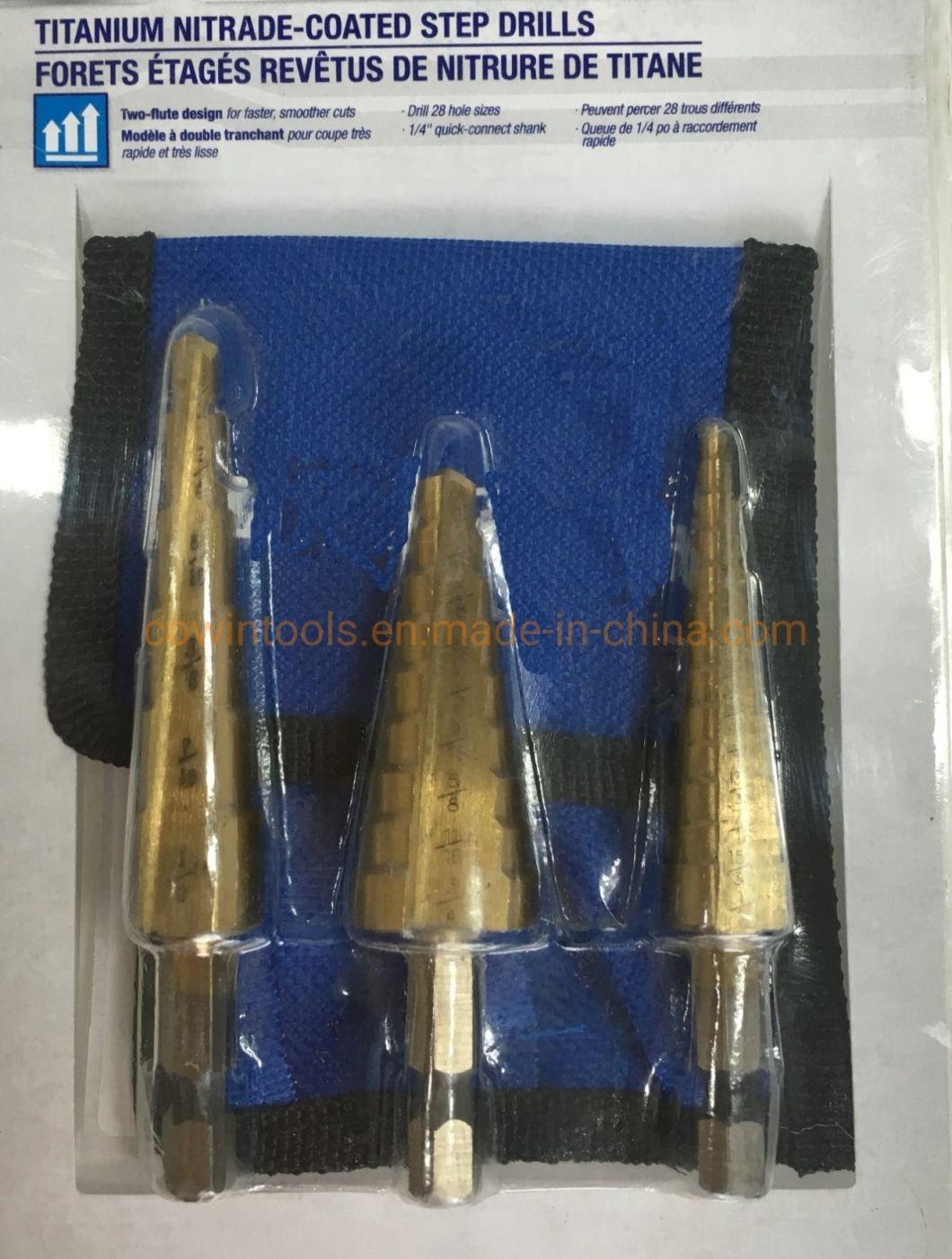 3 Piece HSS Step Drill Bit Set