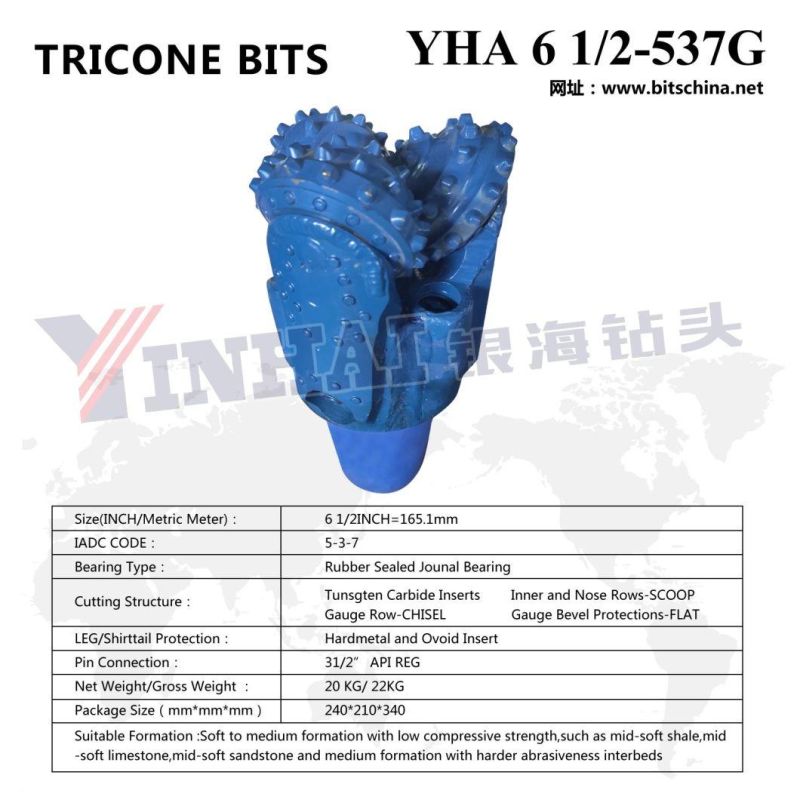 6 1/2" IADC537 Rubber Sealed TCI Tricone Rock Bits